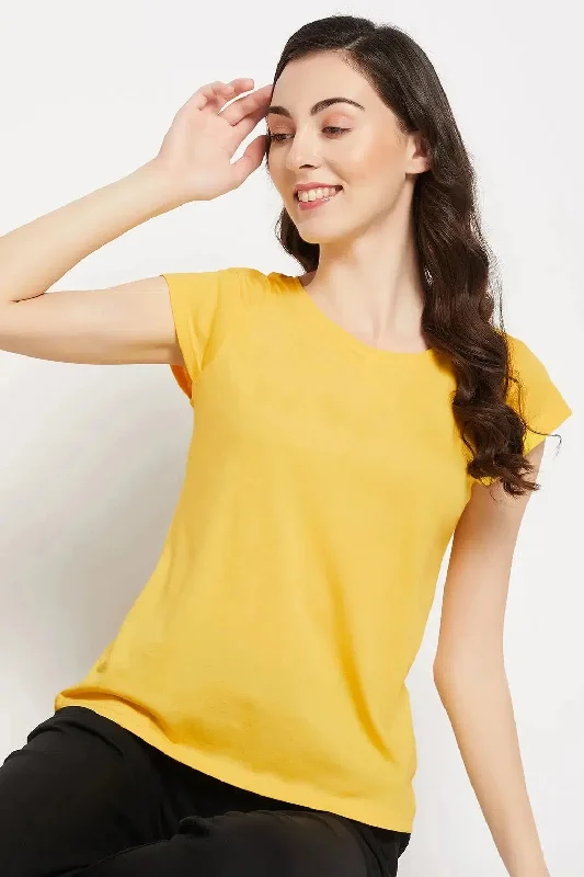 Clovia Chic Basic Top in Yellow - 100% Cotton