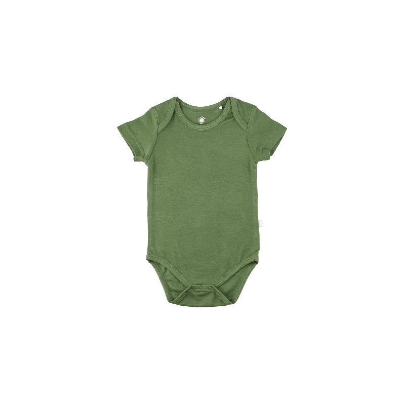 Baby Short-Sleeve Bamboo Bodysuit  | Olive