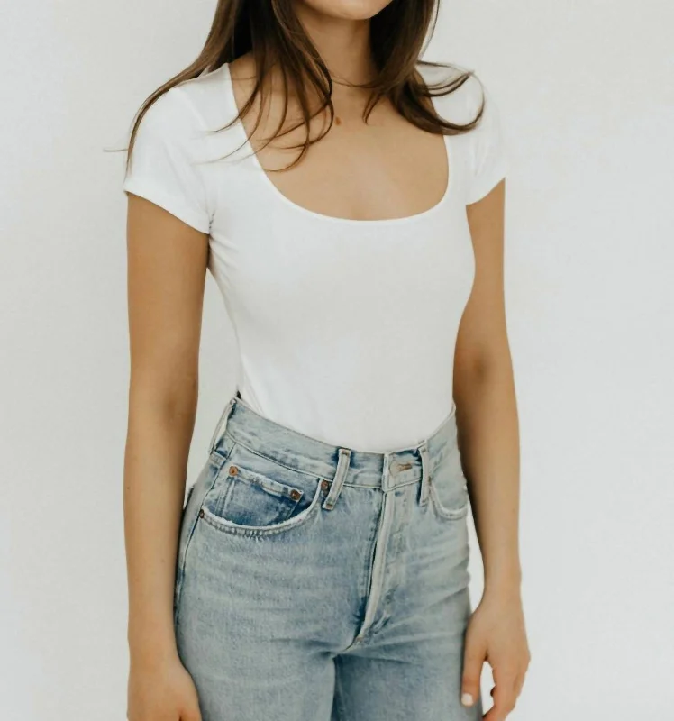 Square Neck Bodysuit In White