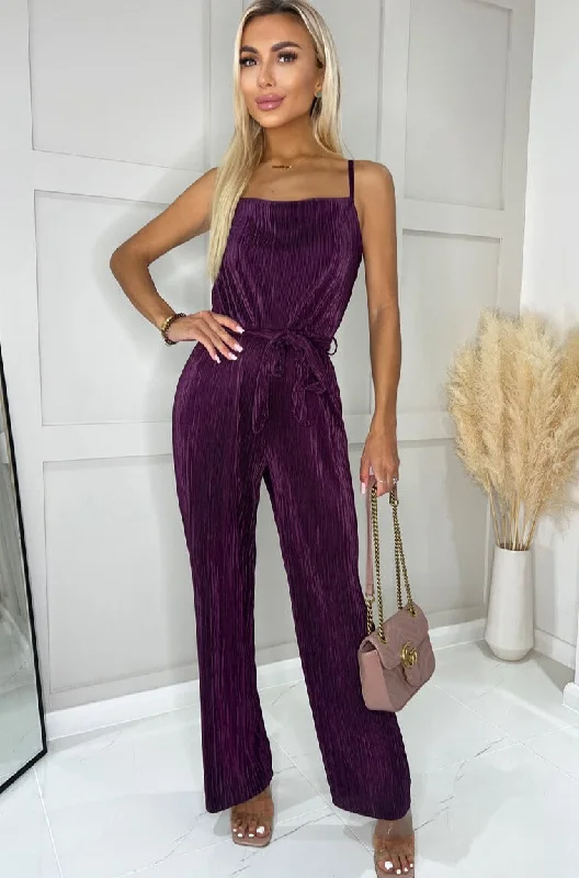 Sofia Plum Plisse Jumpsuit