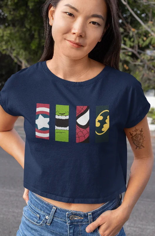 Superheroes - HALF-SLEEVE CROP TOPS