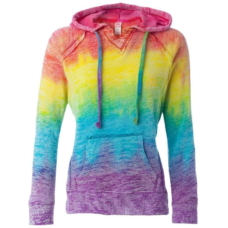 Ladies Brushstroke OM Burnout Vee Hoodie