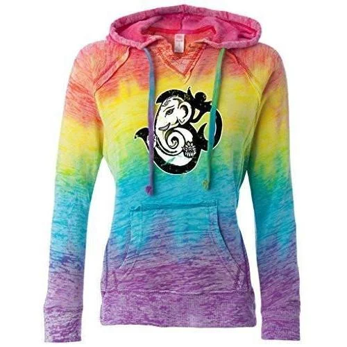 Womens OM Mashup Burnout V Hoodie