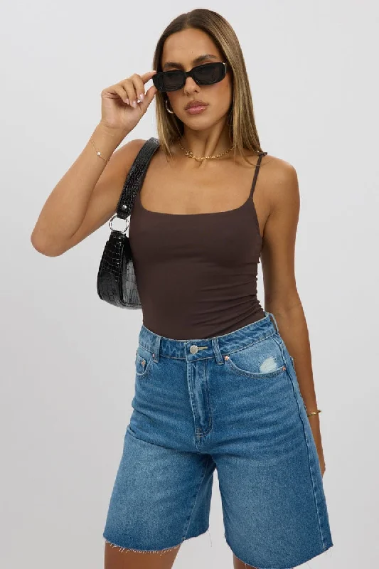 Brown Bodysuit Sleeveless Supersoft