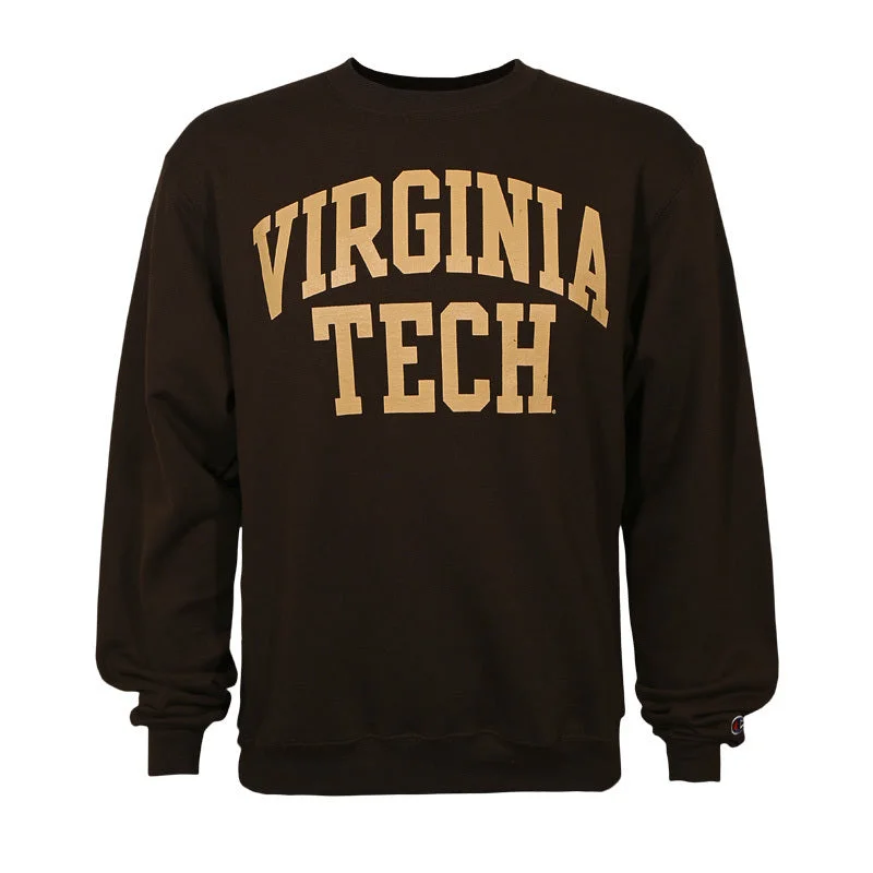 Virginia Tech Authentic Crew Sweatshirt: Mocha by Champion