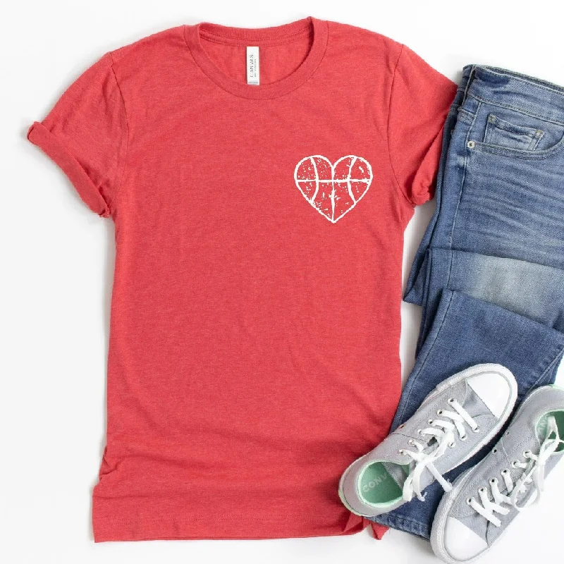 Distressed Basketball Heart Shirt, Basketball Mom TShirt, Gift for Basketball Mom, Dad, Fan