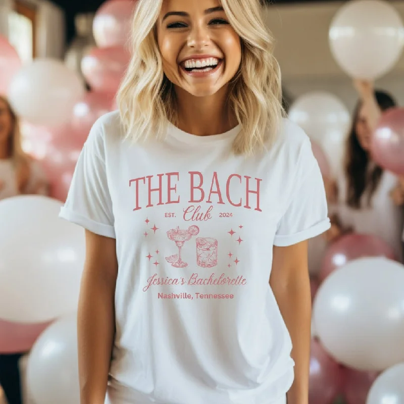 The Bach Club Shirt, Custom Location Bachelorette TShirt, Personalized Bride Shirt, Bridesmaid Shirt