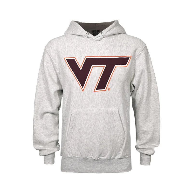 Virginia Tech Reverse Knit Logo Hooded Sweatshirt: Ash Gray by TRT