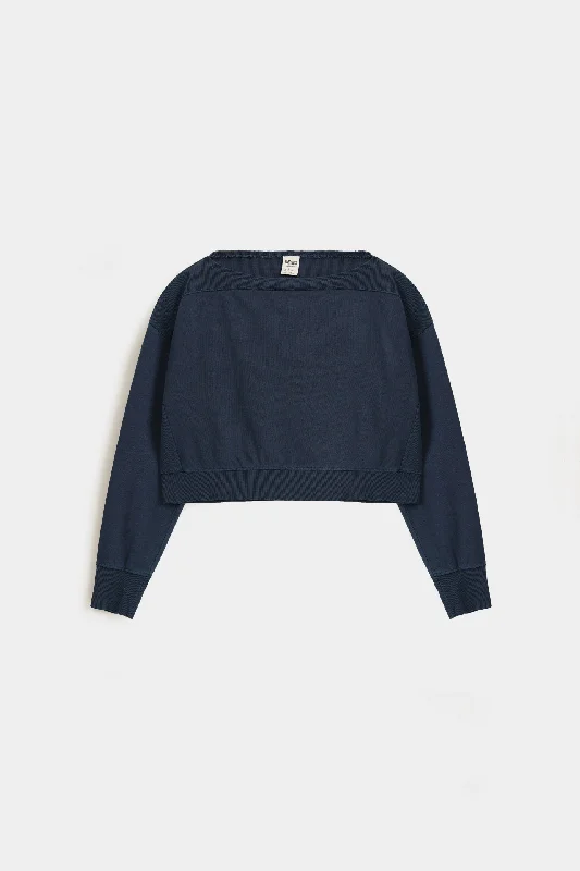 Super Cropped Boat Neck Sweatshirt