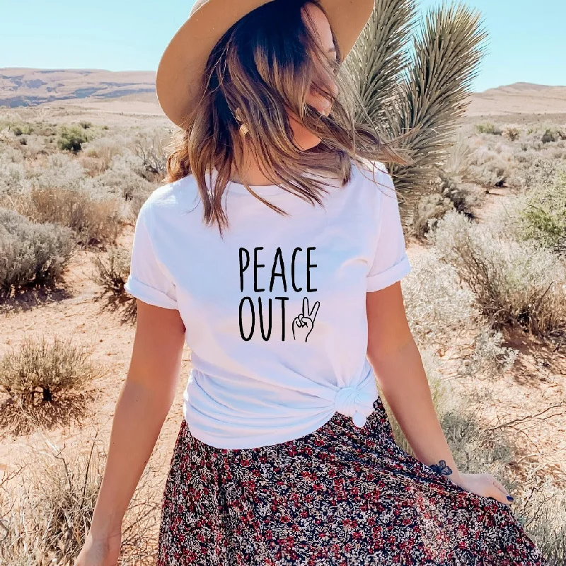 Peace Out Shirt, Retro Inspirational TShirt, Peace Graphic Tee, Motivational Gift for Her