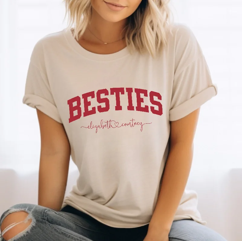 Personalized Besties Shirt with Names, Best Friends TShirts, Girls Trip Graphic Tee, Girls Getaway, Sister Weekend