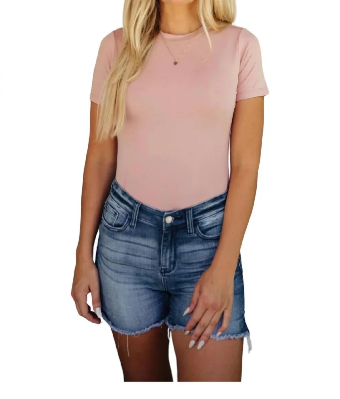 Round Neck Bodysuit In Pink