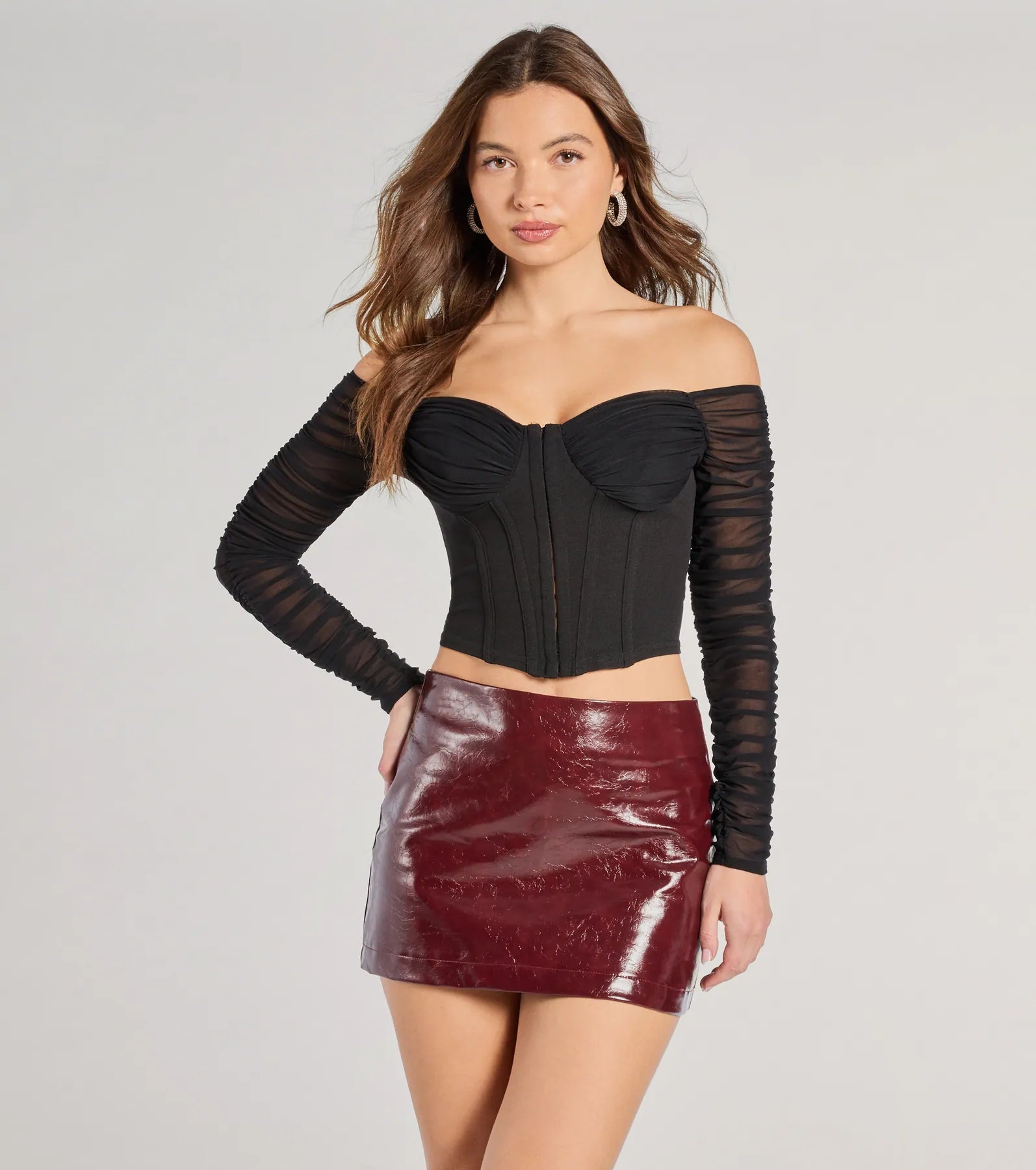 Downtown Looks Long Sleeve Mesh Bustier