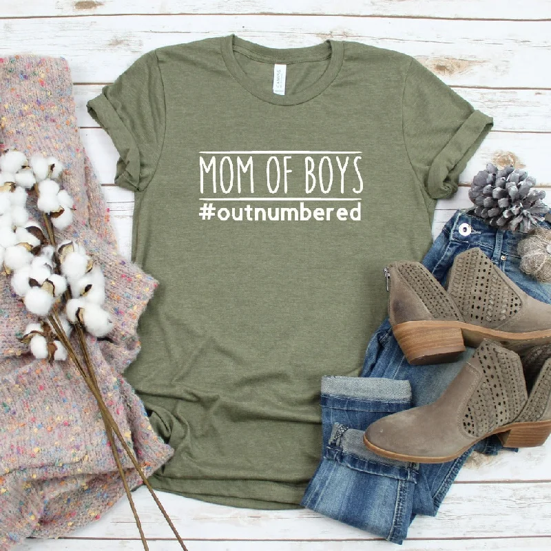 Mom of Boys Outnumbered Shirt, Cute Mom TShirt, Gift for New Mom, Mother's Day Gift