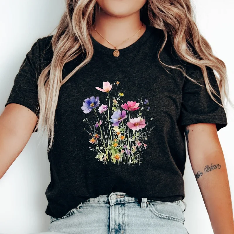 Flower Shirt, Gift For Her, Aesthetic Flower TShirt, Floral Graphic Tee, Botanical Shirt, Wildflower Graphic Tee