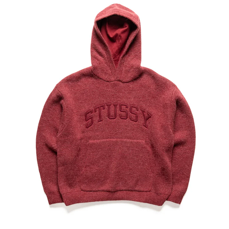 Stussy Felt Patch Knit Hoodie - Burgundy