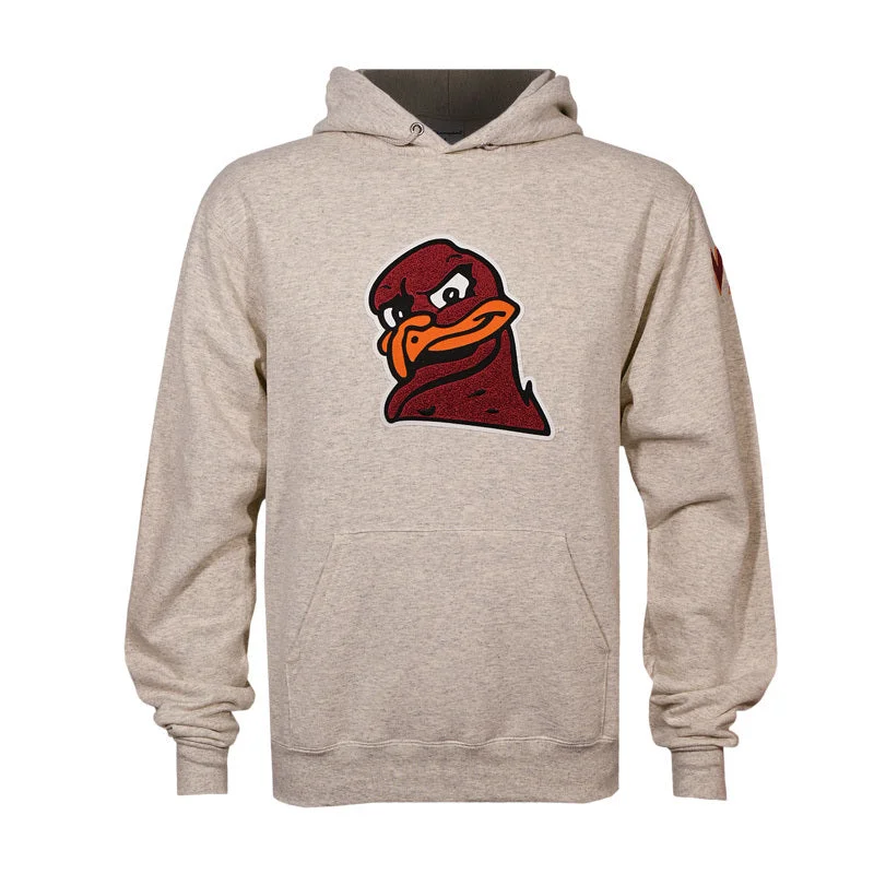 Virginia Tech HokieBird Logo Hooded Sweatshirt: Oatmeal by Champion