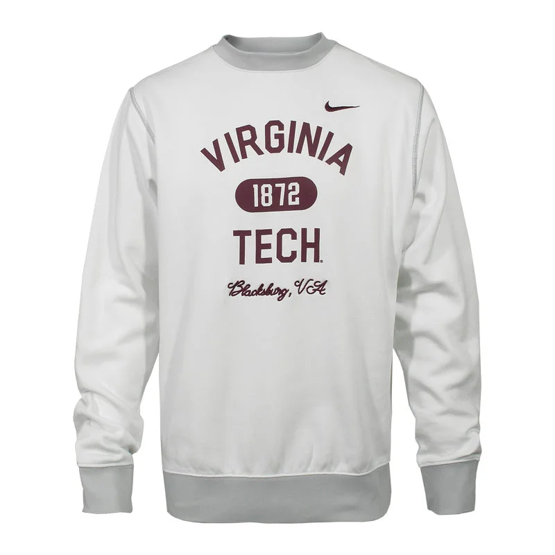 Virginia Tech College Club Fleece Crew: White by Nike