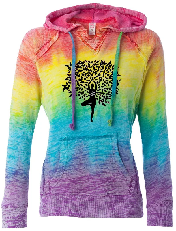 Womens Tree Pose Burnout V Hoodie