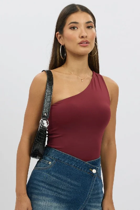 Red Bodysuit One Shoulder