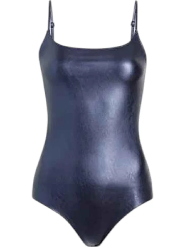 Faux Leather Cami Bodysuit In Galaxy