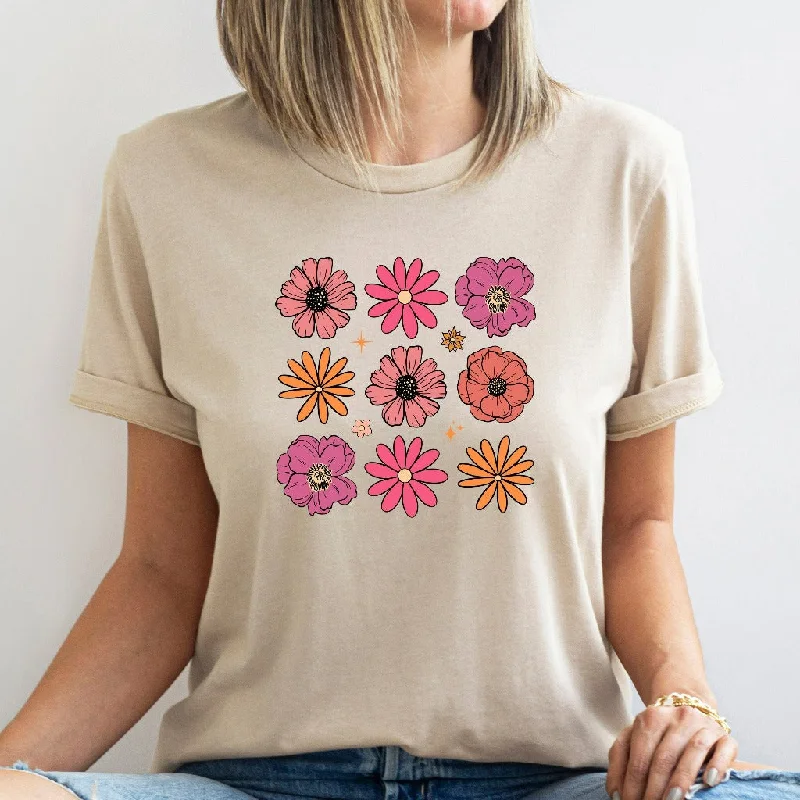 Flowers Shirt, Boho Wildflowers TShirt, Retro Cottagecore Graphic Tee, Vintage Botanical Flowers Gift