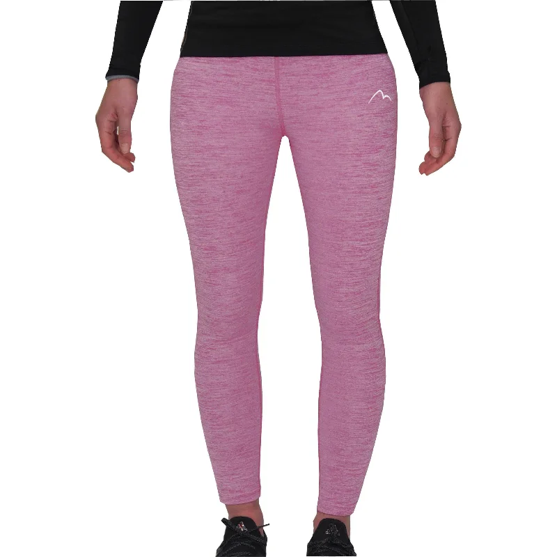 More Mile Heather Womens Long Running Tights - Pink