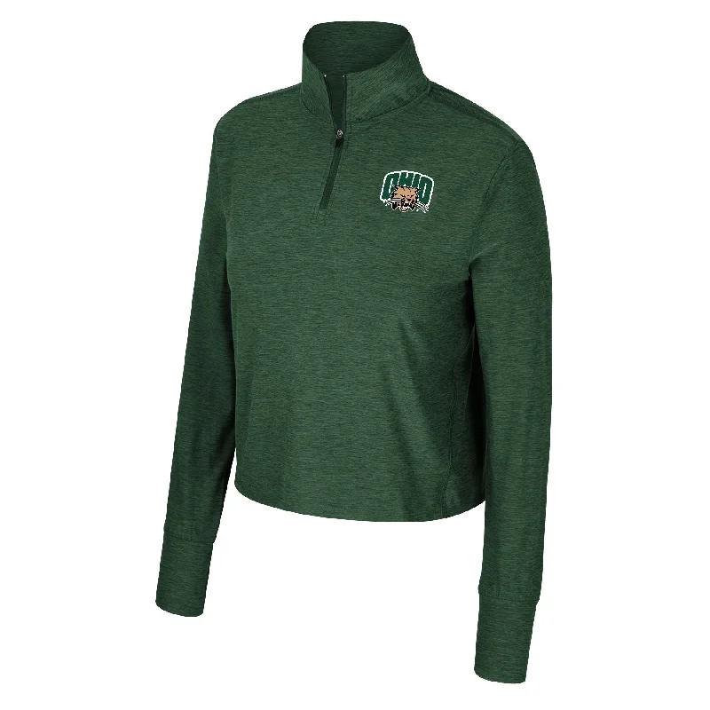 Ohio Bobcats Women's Heather Green Quarter Zip