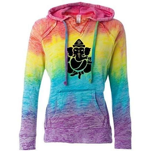 Womens Shadow Ganesha Burnout V Hoodie