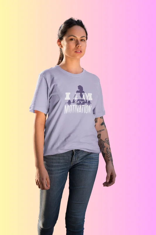 I Am My Motivation Printed Oversized T-shirt for women