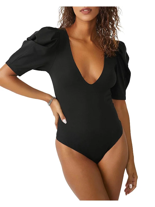 Va Va Voop Womens Solid Nylon Bodysuit