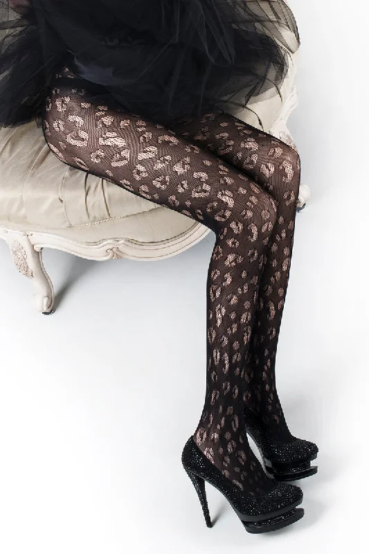 Kiss Me Leopard Print Fishnet Tights