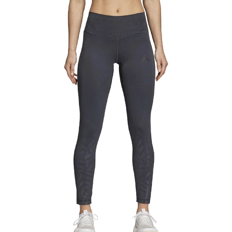 adidas Ultimate High Rise Embossed Womens Long Training Tights - Grey