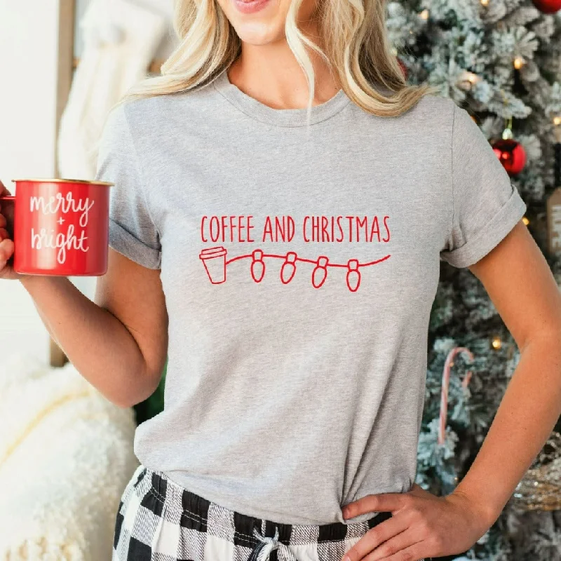 Coffee and Christmas Shirt, Coffee and Christmas Cheer TShirt, Christmas Graphic Tee for Her