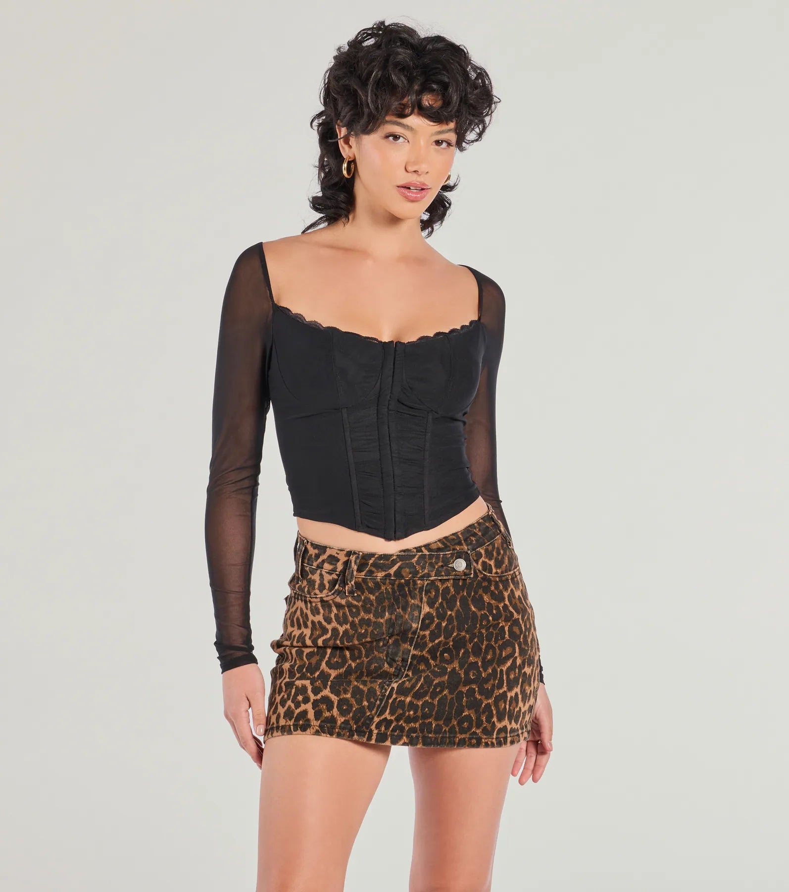 Sheer Intentions Long Sleeve Mesh Bustier