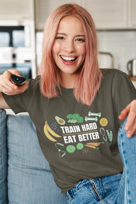 Train Hard, Eat Better Printed Oversized T-shirt for women