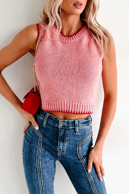 Sending You Hugs Sleeveless Knit Top (Blush/Red)