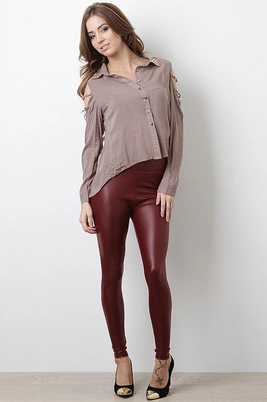 High Waist Vegan Leather Leggings