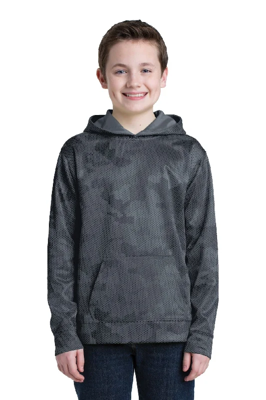 Sport-Tek Youth Sport-Wick CamoHex Fleece Hooded Pullover. YST240