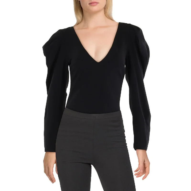 Womens Stretch Puff Sleeve Bodysuit