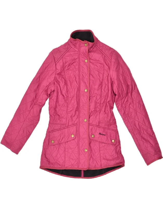 BARBOUR Womens Quilted Jacket UK 8 Small Pink Polyamide