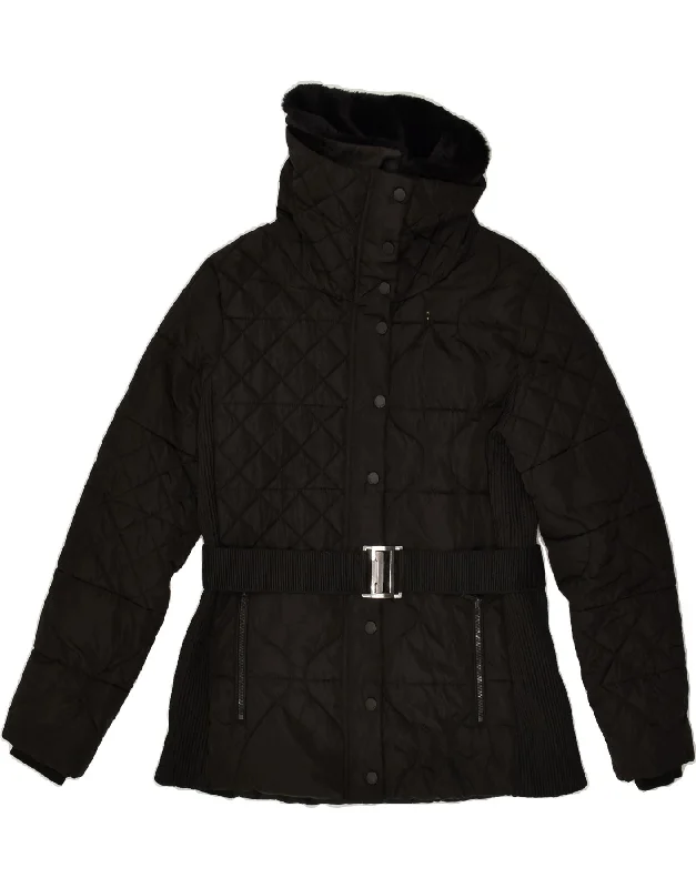 DESIGUAL Womens Quilted Jacket EU 42 Large Black