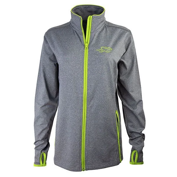 Flatter and Trim Full Zip Jacket - Gray with Green