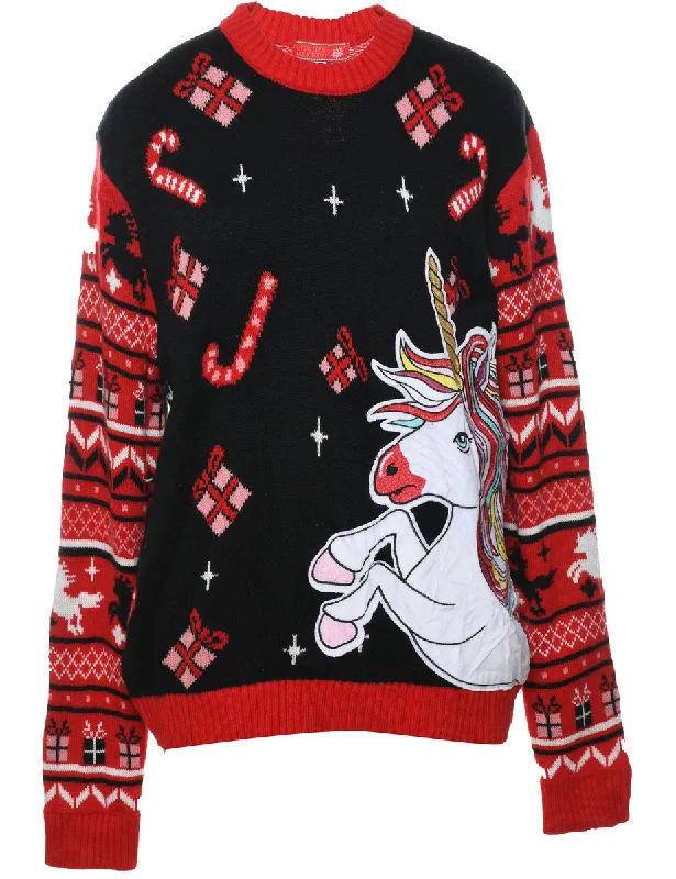 Unicorn Christmas Jumper - L