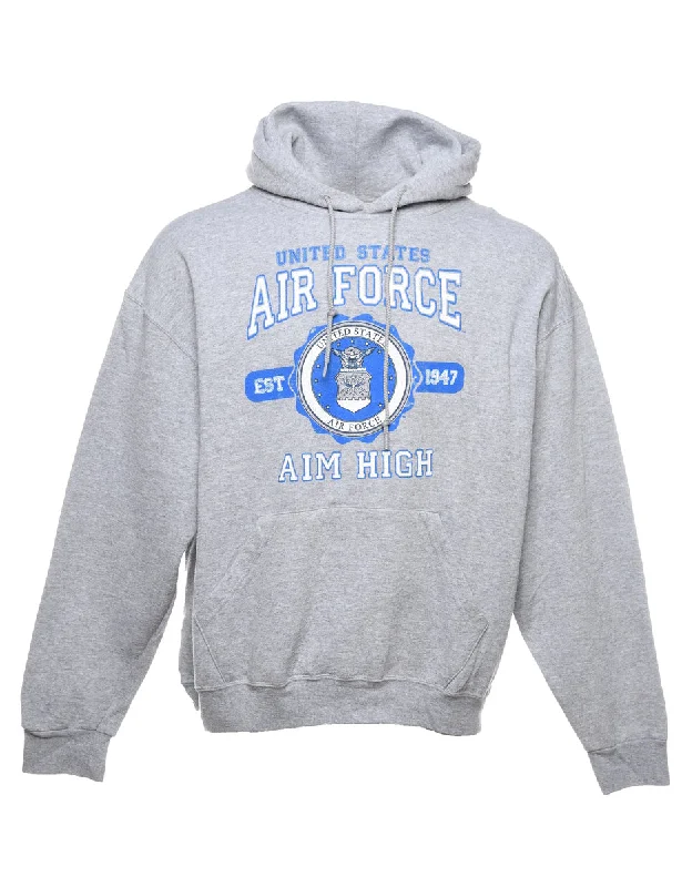 US Air Force Blue & Light Grey Printed Hoodie - XL