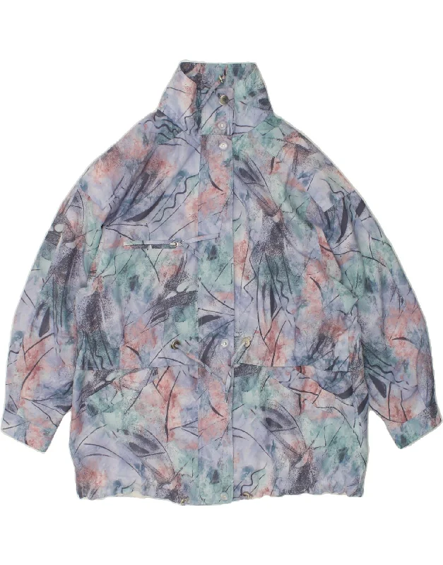 VINTAGE Womens Abstract Pattern Rain Jacket UK 20 2XL Multicoloured