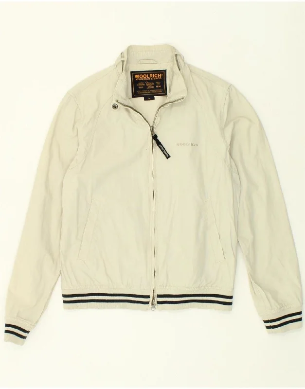 WOOLRICH Womens Bomber Jacket UK 14 Medium Beige Cotton