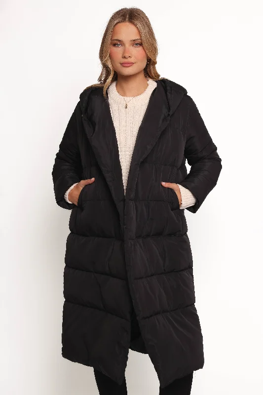 Averie Long Puffer Coat - Black