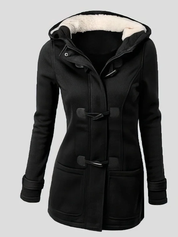 Black Toggle Coat with Hood