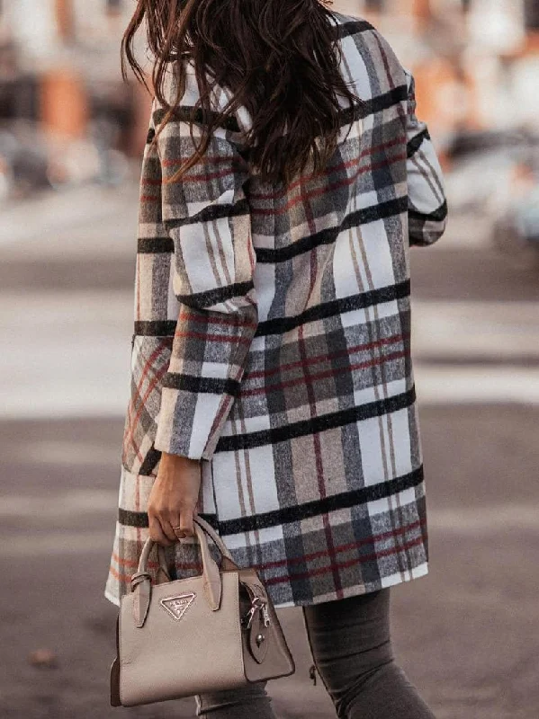 Comfortable Plaid Long Coat